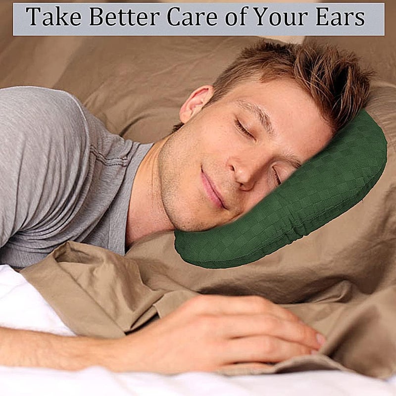 Wuronsa Ear Piercing Pillow for Side Sleepers, Pillow with an Ear Hole for CNH and Ear Pain Ear Inflammation Pressure Sores, O-Shaped Side Sleeping Pillow, Ear Guard Pillow(Dark Green) - Image 5